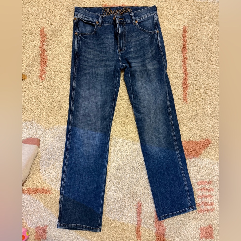 Wrangler Blue Straight-Leg Jeans Classic Denim 31 x 32